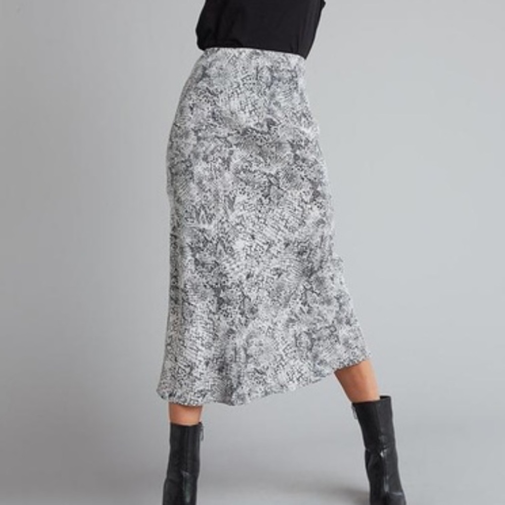 Cloth & Stone Snakeskin Midi Skirt A-Line Women’s Small Black/White Snake